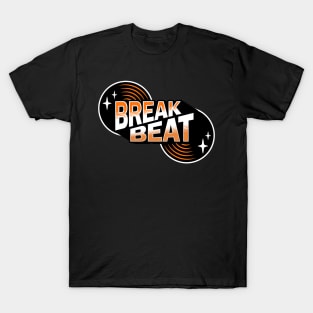 BREAKBEAT  - Retro Vinyl (Orange) T-Shirt